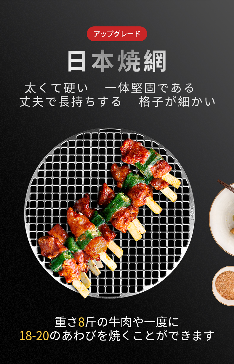 日本烤网烧烤网商用烤肉篦子方格不沾烤网日式炭火烤肉圆型碳烤网